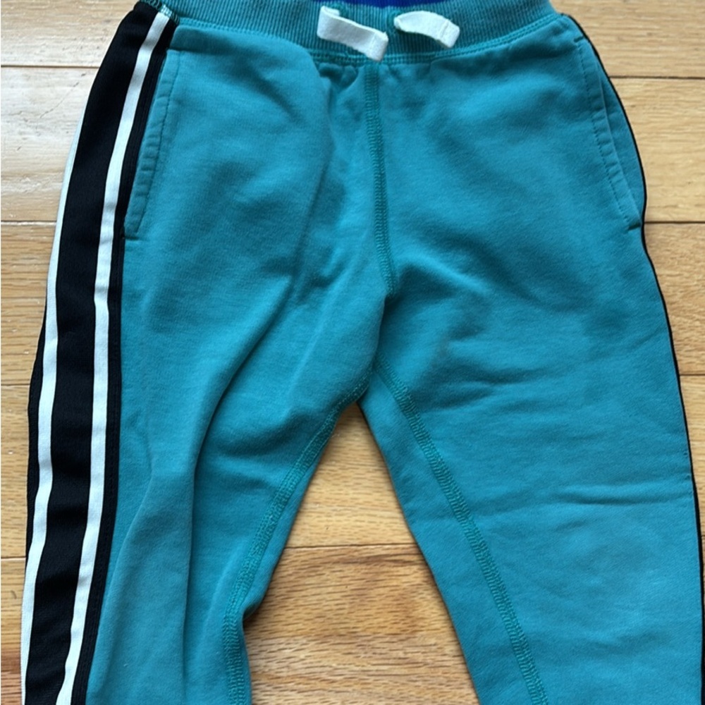 Hanna Andersson Teal Joggers with Black-and-White Side Stripe